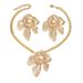 Metal Style Women's Flower Earrings Set Fried Dough Twists Chain Necklace_ipsvogv.com