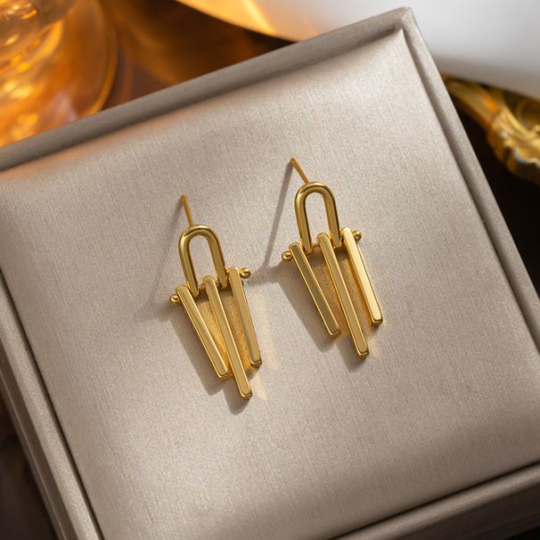 Trendy titanium steel material, genuine gold plated tassel earrings, light luxury, cold and indifferent style earrings,_ipsvogv.com