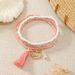 Alloy LOVE Pink Tassel Multi Layer Rice Bead Stacked Bohemian Women's Bracelet_ipsvogv.com