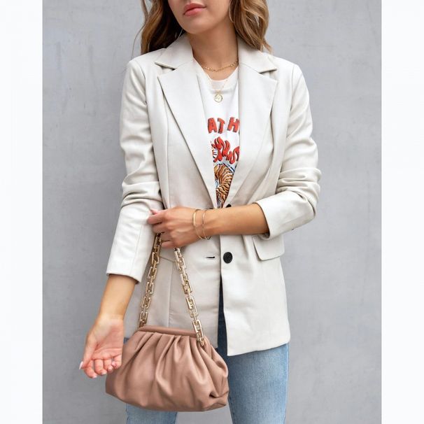 Women's Clothing Street Style Pure Color Casual Fashion Three color Leather Jacket _ipsvogv.com