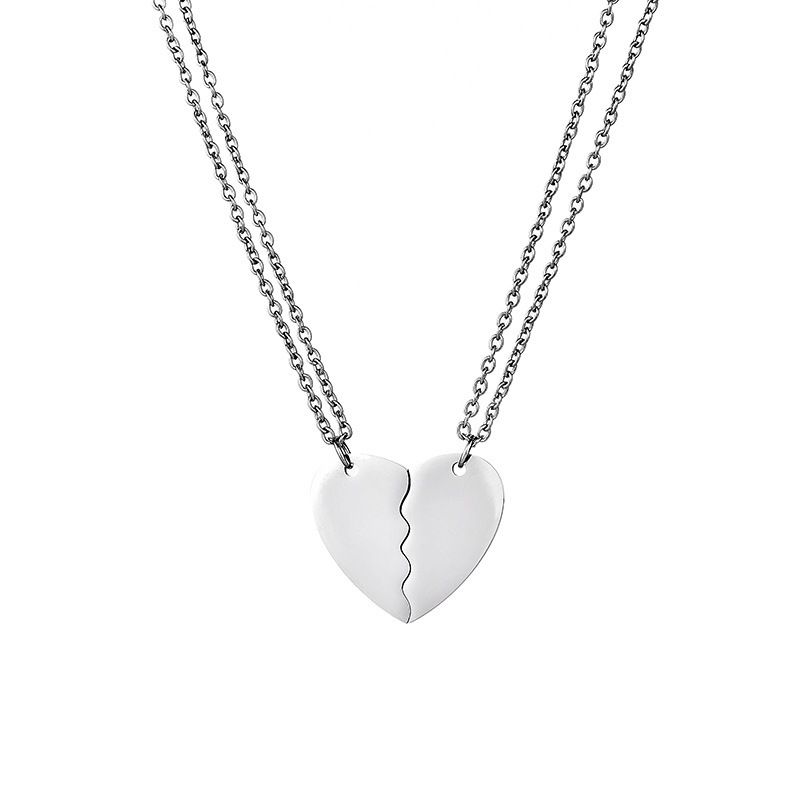 hot selling stainless steel couple heart shaped love necklace jewelry a pair of ins style DIY engraved pendant_ipsvogv.com
