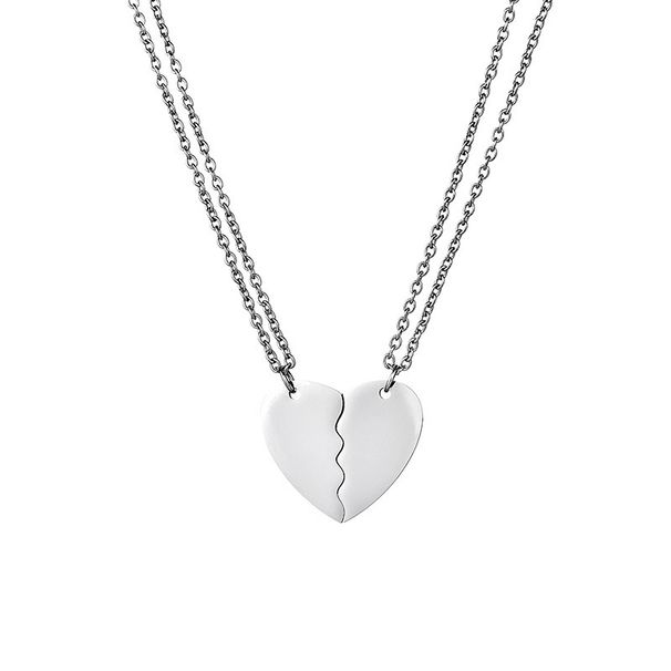 hot selling stainless steel couple heart shaped love necklace jewelry a pair of ins style DIY engraved pendant_ipsvogv.com