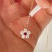 Cao Shi's Exquisite Sparkling Diamond Plum Blossom Red Necklace Versatile And Elegant Temperament, With Collarbone Chain_ipsvogv.com