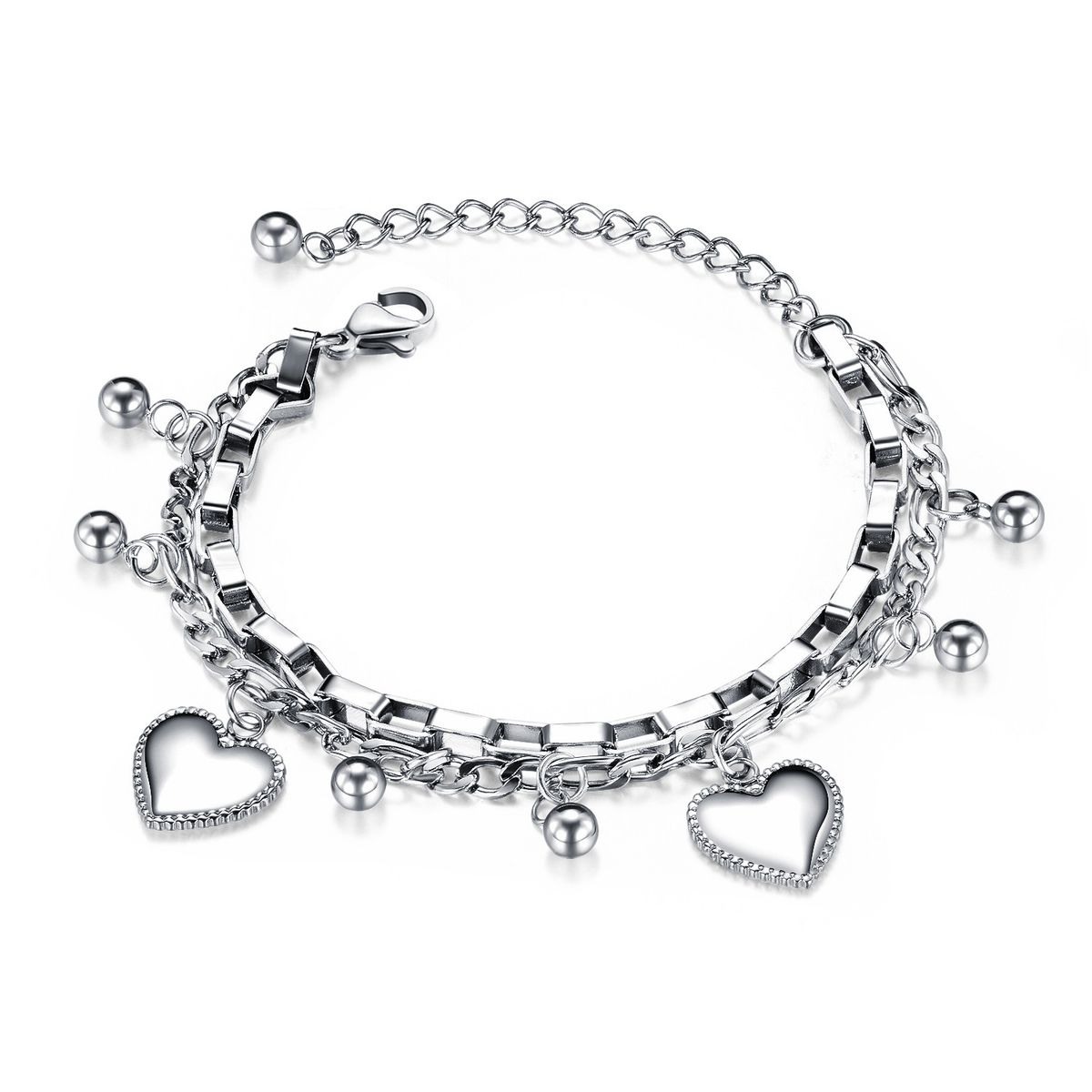 Women's Jewelry Fashion Multi Layer Stainless Steel Bracelet Round Bead Love Titanium Steel_ipsvogv.com