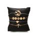 Minimalist And Fashionable Gold Alloy Women's Coconut Tree Round Slice Map Love Woven Bracelet Set Of Four Accessories_ipsvogv.com