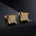 Square threaded men's micro inlaid zircon full diamond earrings, street trendy hip-hop popular earrings_ipsvogv.com