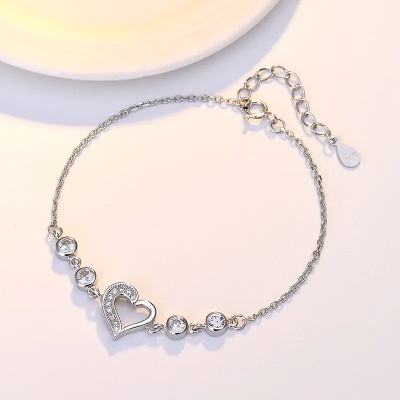 Wholesale Jewelry Love Ladies Korean Sterling Crystal Heart-shaped Bracelet_ipsvogv.com