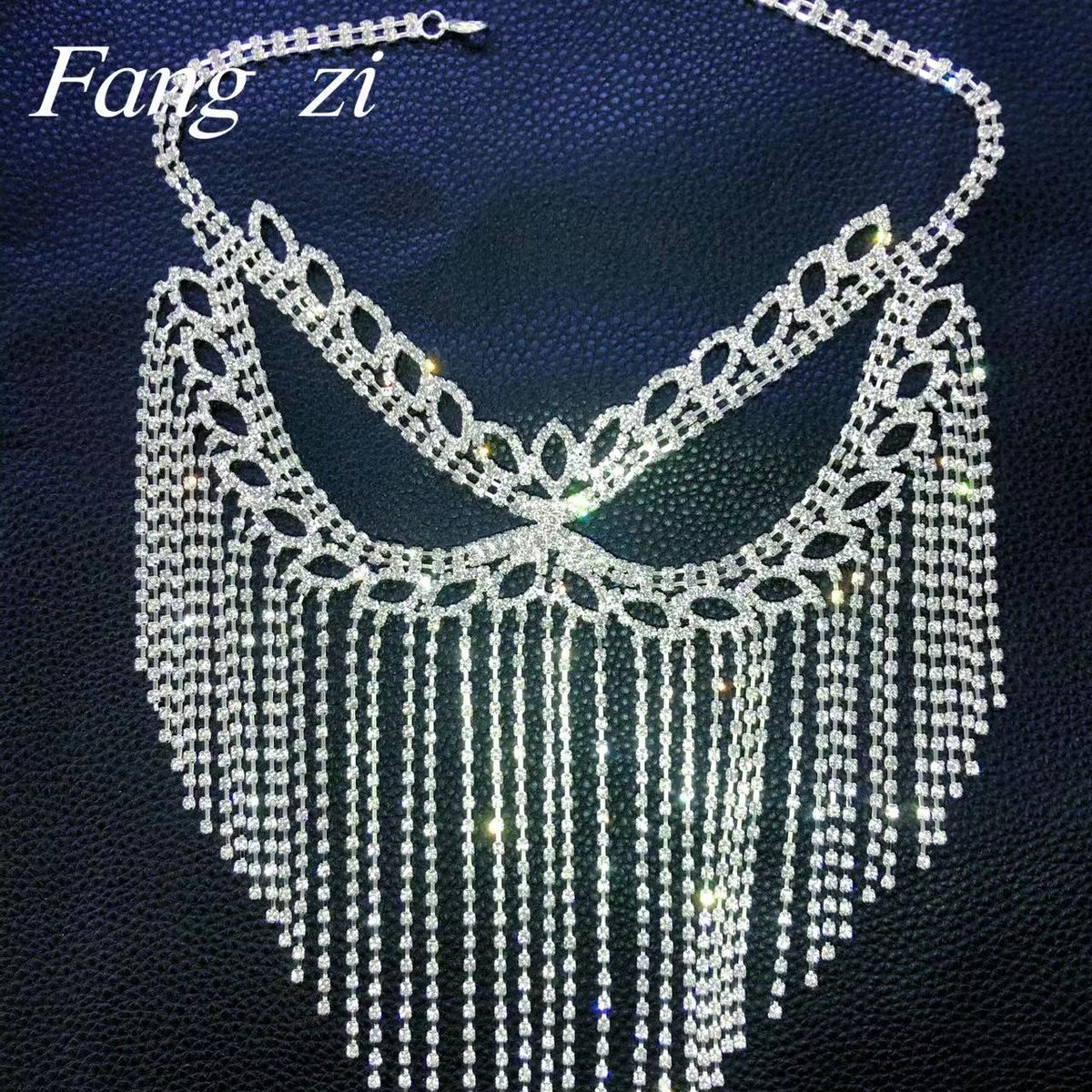 High end luxury rhinestone long tassel mask fashion masquerade zircon mask facial jewelry_ipsvogv.com