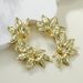 Fashion Trend Flower Connected Design Asymmetric French Earrings Exaggerated Studs_ipsvogv.com