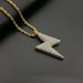 New Hip-Hop Stainless Jewelry Titanium Steel Vacuum Gold-Plated Full Diamond Lightning Couple Pendant Necklace_ipsvogv.com