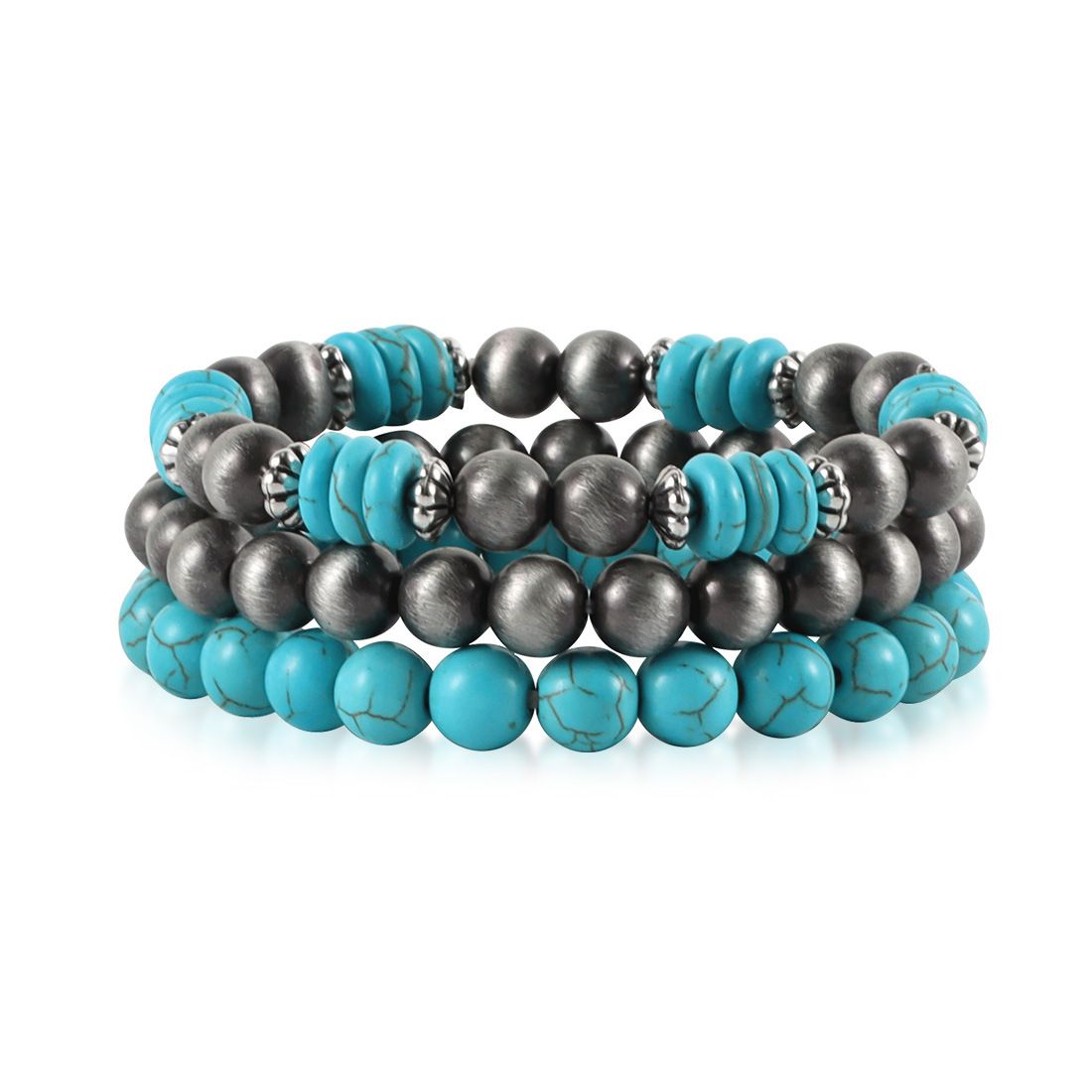Retro Ethnic Style Turquoise Bracelet Set Personalized Trendy Beaded Bracelet Jewelry_ipsvogv.com