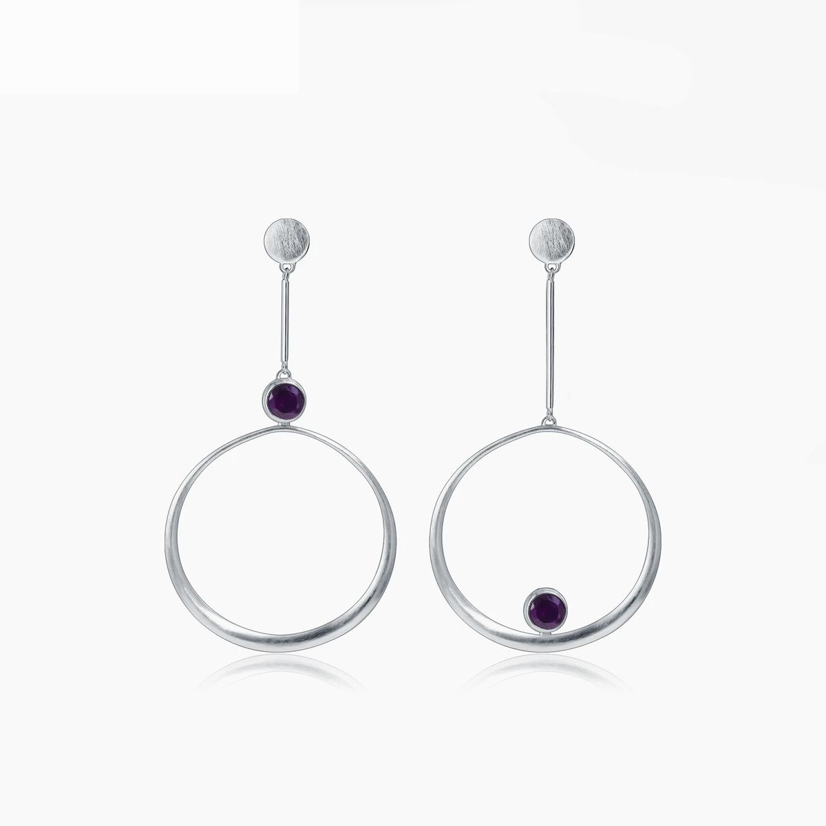 Big Circle Exaggerated Geometric Earrings Natural Amethyst Earrings Nine Purple Fire Cross Border Round Earrings For Women_ipsvogv.com