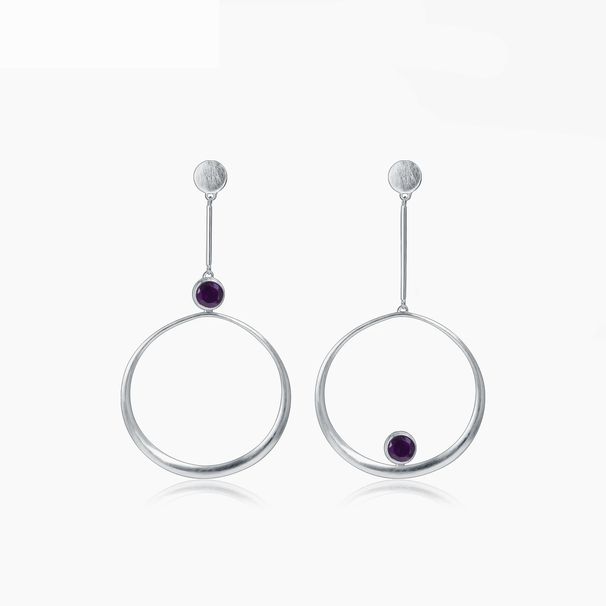 Big Circle Exaggerated Geometric Earrings Natural Amethyst Earrings Nine Purple Fire Cross Border Round Earrings For Women_ipsvogv.com