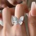Summer Fragmented Ice Blue Butterfly Ring, Female Niche Design, Light Luxury, High Grade, Finger Ring 2024 New Edition_ipsvogv.com