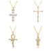 Micro Inlaid Zircon Pearl Cross Minimalist Wind Furnace Real Gold Necklace Female Ins Net Red Clavicle Chain Accessories_ipsvogv.com