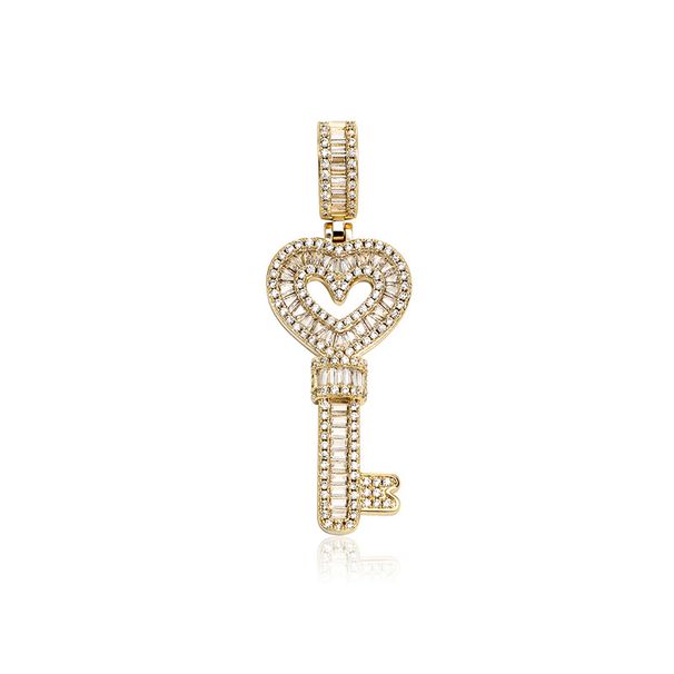 Super Flash INS Trend Square Diamond Clavicle Chain Heart Key Pendant High End Light Luxury Net Celebrity Necklace_ipsvogv.com