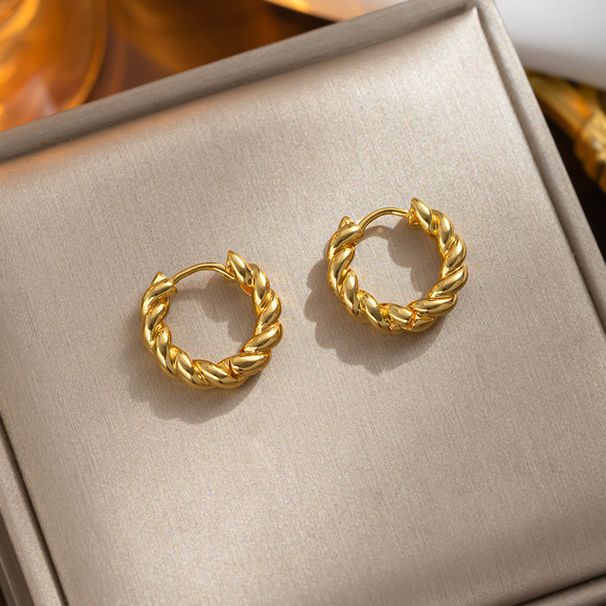 Fashionable Fried Dough Twists ring for women Gold plated simple advanced Versatile titanium steel_ipsvogv.com