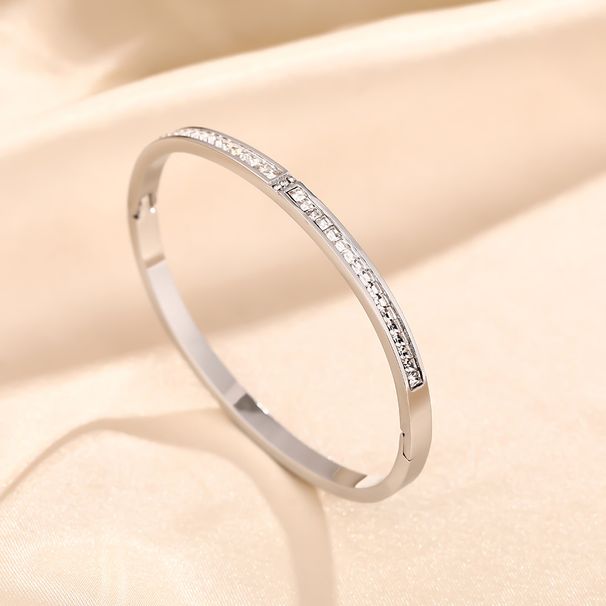 New Japanese And Korean Fashion Titanium Steel Bracelet For Women, Light Luxury With Square Diamond Buckle, Temperament_ipsvogv.com