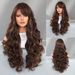 European And American Wig Female Long Hair Wavy Red Brown Highlights Gold Oblique Bangs Curly Hair Daily Wig Fluffy Full Head Cover_ipsvogv.com