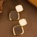 Fashionable Maillard Style Contrasting Geometric Square Pendant With Feminine Temperament, Simple And High-end Silver_ipsvogv.com
