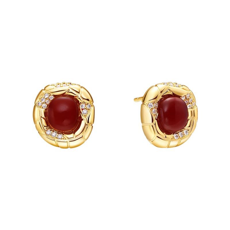 Women's Jewelry Snake Pattern Lucky Earrings Light Luxury High End Design Fashion Temperament Red Earrings French Retro Earrings_ipsvogv.com