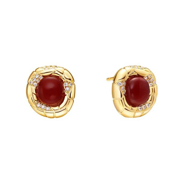 Women's Jewelry Snake Pattern Lucky Earrings Light Luxury High End Design Fashion Temperament Red Earrings French Retro Earrings_ipsvogv.com