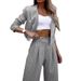 Women's Clothing temperament casual striped short lapel suit straight pants suit_ipsvogv.com