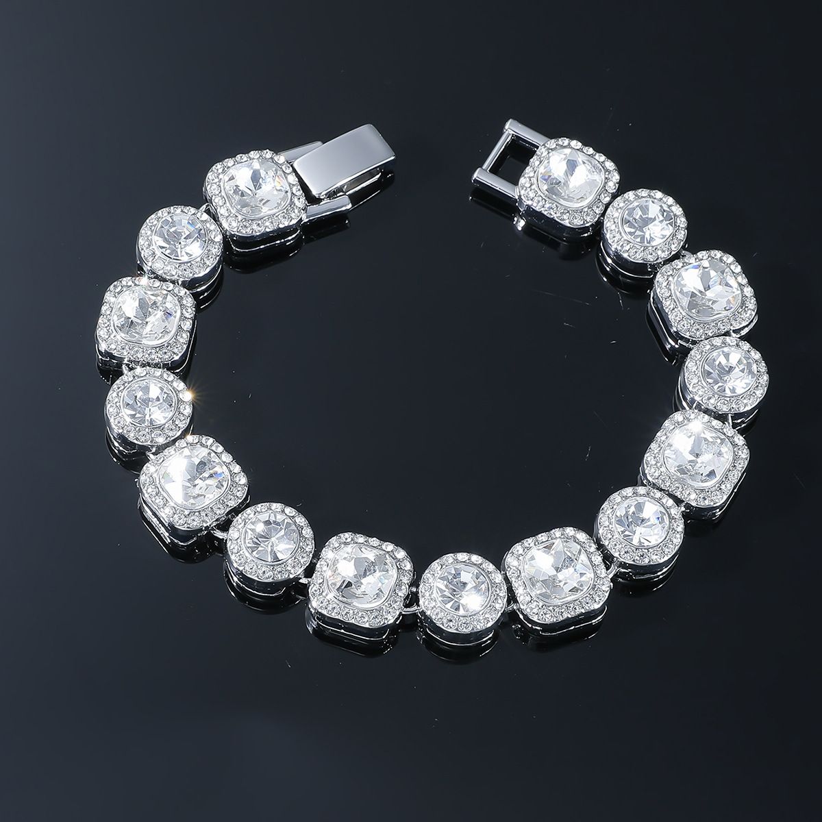 New square circular splicing necklace 12mm hip-hop trend flowing ice sugar chain men's pendant accessory_ipsvogv.com