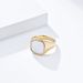 Light luxury style square seal inlaid shell titanium steel ring men and women wedding ring commuting fashion wear accessories_ipsvogv.com