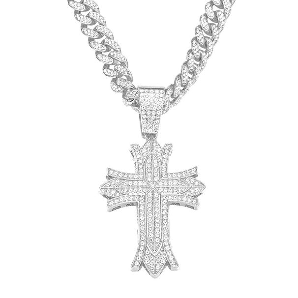 Hip Hop Cross Full Diamond Personalized Necklace Trendy Men's Pendant Accessories_ipsvogv.com