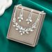 Women’s Jewelry Set Fashion Bridal Jewelry Set Rhinestone Crystal Flower Necklace Earrings Full Diamond Evening Dress Accessories_ipsvogv.com