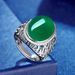 New Elegant And Bold Jade Temperamental Green Agate Adjustable Ring, Chalcedony Hollow Ring_ipsvogv.com