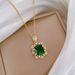 Sparkling 【 】 Green Light Luxury Charm Gorgeous Full Diamond Necklace Women's Versatile Clavicle Chain Titanium Steel 【 】_ipsvogv.com
