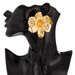 Earrings: Exaggerated Metal Large Earrings, Personalized Three-dimensional Pleated Flower Earrings_ipsvogv.com