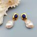 French Klein Blue Stone Marbelle Baroque Pearl Silver Needle Earrings High Grade Female_ipsvogv.com