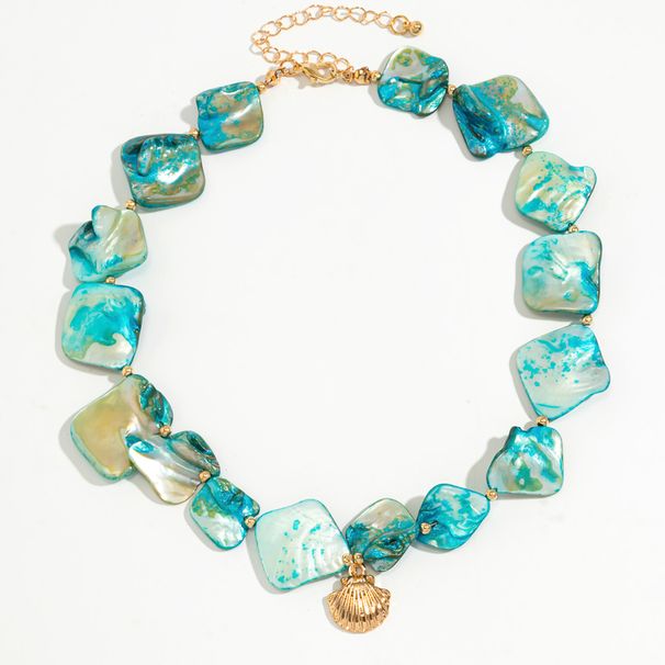 Metal Scallop Irregular Shell Bracelet Necklace Female 2025 Summer Hip Hop Internet Celebrity Trendy Cool Street Clavicle Chain_ipsvogv.com