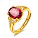Korean Version Plated For Women's Living With Garnet Inlay, Adjustable Opening Red Ring_ipsvogv.com