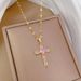 Stainless Steel Chain Classic Shiny Zircon Cross Heart Pendant Necklace For Women Lady Fashion Jewelry Accessories Gifts_ipsvogv.com