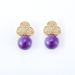 French New Fashionable Full Diamond Petals Inlaid with Natural Amethyst Stones, Simple Earrings, Exquisite and Elegant_ipsvogv.com