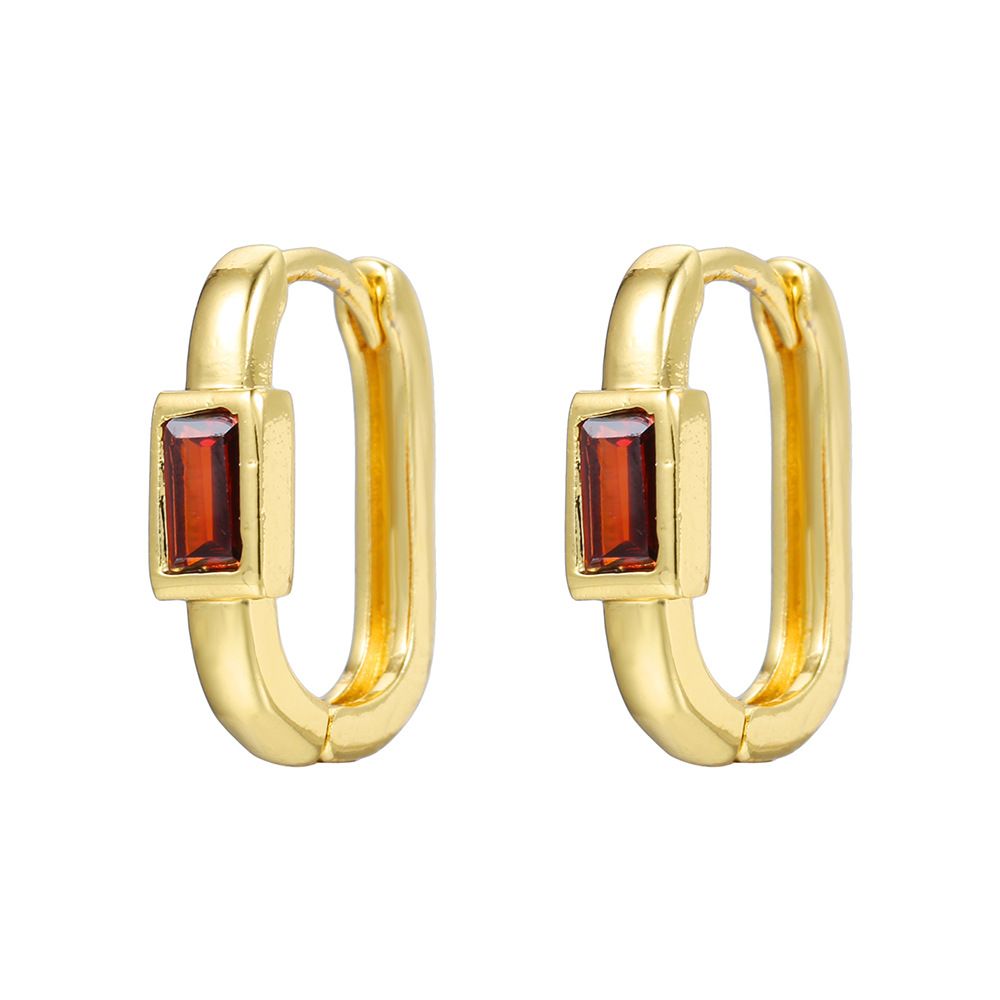 Women’s Jewelry Set Fashion Personality Colored Zircon Ear Buckles Copper Plated With Real Gold Ins Metal Style U Shaped Earrings Ear Clip Jewelry_ipsvogv.com
