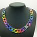 Unisex Hip Hop Trendy Cuban Chain Enamel Bracelet 17mm Rainbow Rhombus Hiphop Necklace For Men And Women_ipsvogv.com