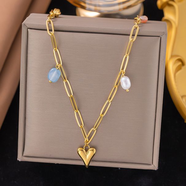 Fashionable Creative Design Sense, Niche Personality, Versatile Accessories, Freshwater Pearl, Gold-plated Peach Heart,_ipsvogv.com