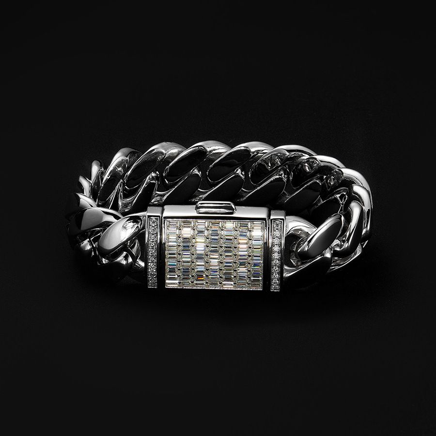 Hip Hop Men's 20mm Cuban Personality Plain Chain Copper Inlaid Zircon Bracelet_ipsvogv.com