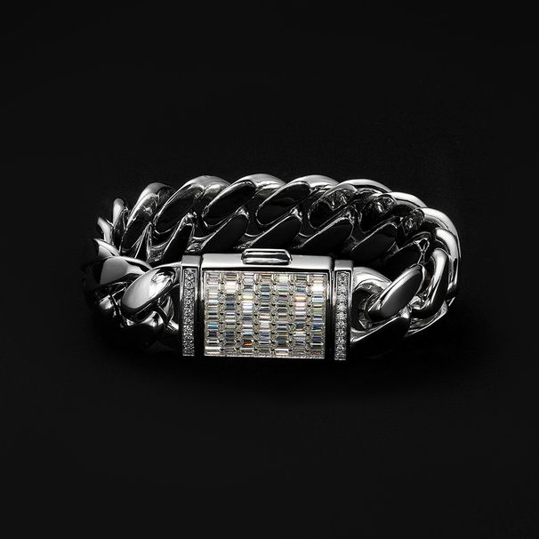 Hip Hop Men's 20mm Cuban Personality Plain Chain Copper Inlaid Zircon Bracelet_ipsvogv.com