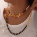 Maillard Style Personalized Niche Jewelry Natural Stone Bead Design Sense Titanium Steel Necklace OT Button Splicing_ipsvogv.com