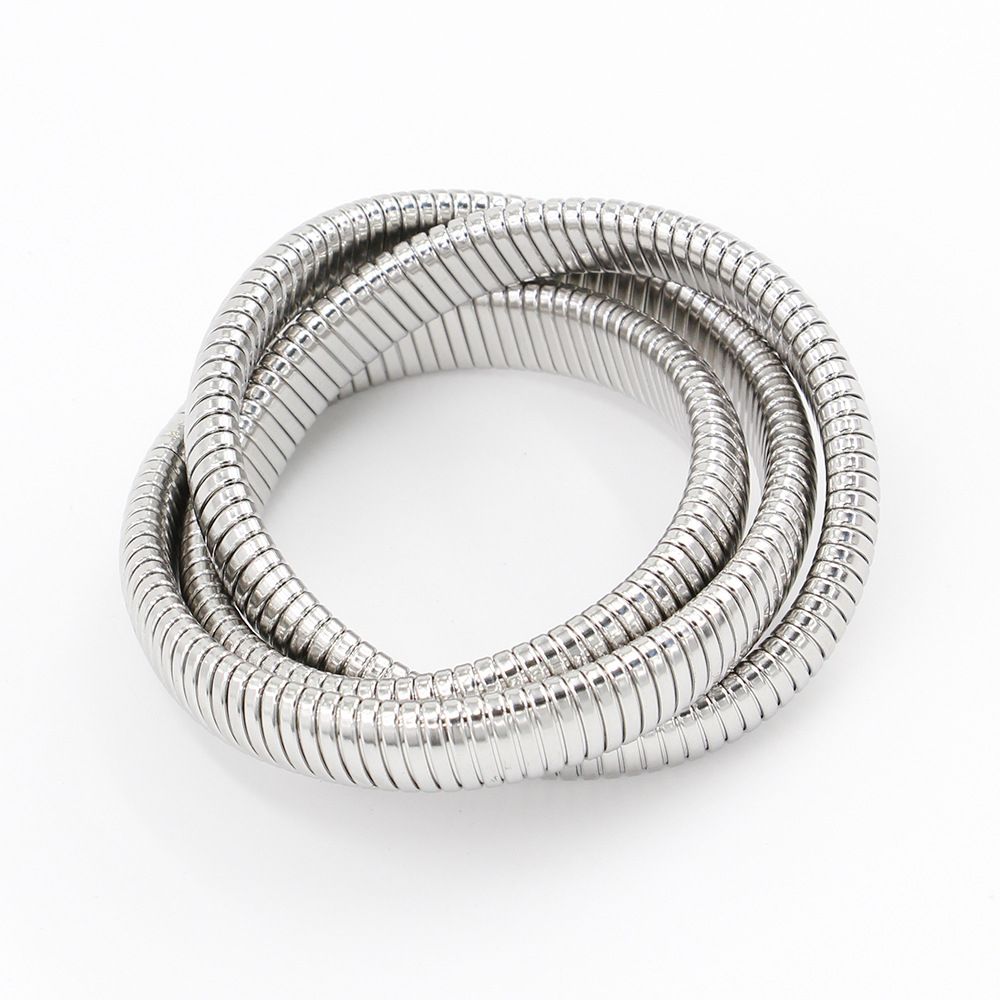 Women's Jewelry Three Layer Elastic Bracelet Stainless Steel K Gold Plated Bracelet HipHop Element Jewelry Wire Diameter 12MM_ipsvogv.com