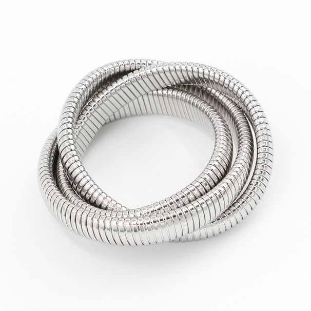 Women's Jewelry Three Layer Elastic Bracelet Stainless Steel K Gold Plated Bracelet HipHop Element Jewelry Wire Diameter 12MM_ipsvogv.com