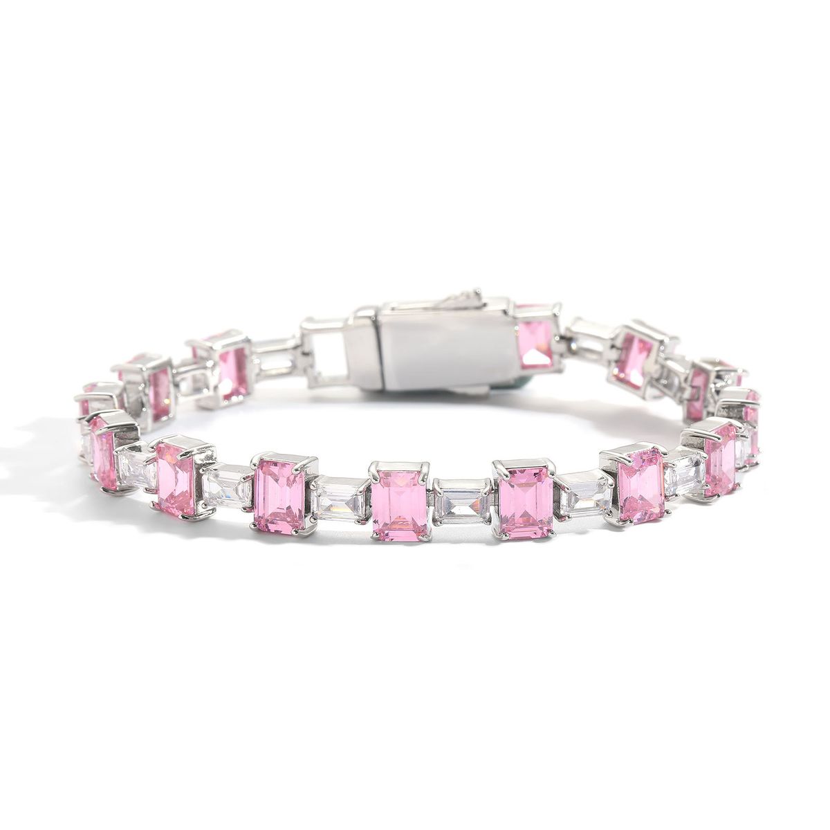 Women’s Jewelry Set Fashion Hip Hop Bracelet Pink Color Matching Square Zircon Simple Tennis Chain Personality Zircon Men And Women Hip Hop Bracelet_ipsvogv.com