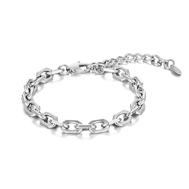 Stainless Steel Horseshoe Buckle For Men And Women, Fashionable Letter Oval Open Pig Nose Bracelet_ipsvogv.com
