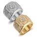 Luxurious Men's With Full Diamond Inlay Hip-Hop Steel Titanium Octagonal Ring_ipsvogv.com
